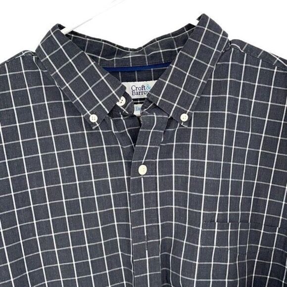 Set of 2 Croft & Barrow Mens Easy Care Plaid Button Down Shirt Gray Black XXL - Picture 5 of 9